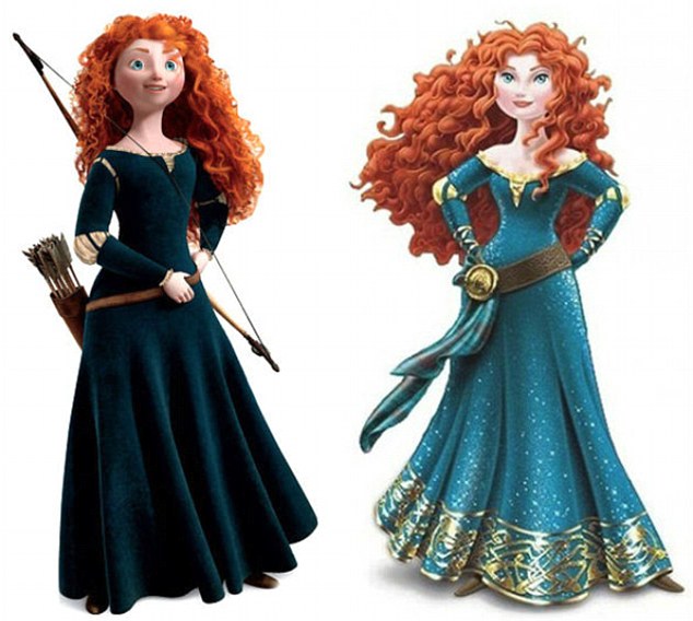 Brave choice? A picturesque Merida as she appears in a film (left) and a beautified chronicle as she appears in a new fondle operation (right)