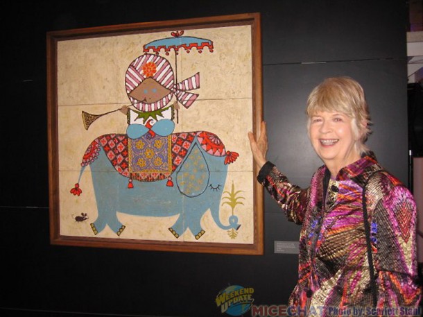 Maggie Richardson with a Mary Blair tile.